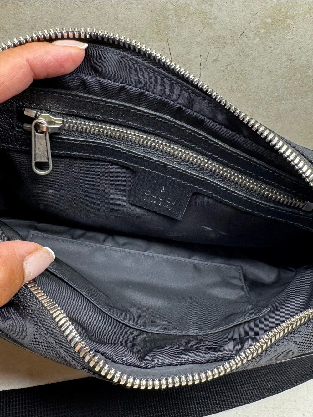 Authentic Gucci Black Off The Grid GG Mono Fannypack Crossbody Bag Pre-loved